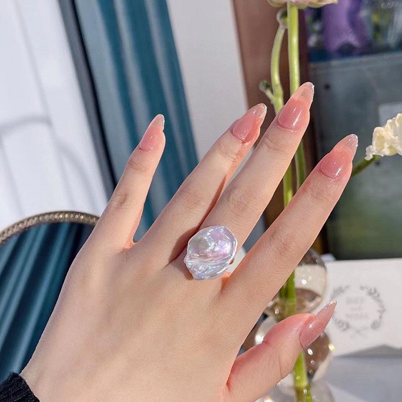 

Кольцо с нерегулярным лепестком и жемчугом в стиле барокко, винтажное простое квадратное кольцо нерегулярной формы из золота 14 карат в обертке