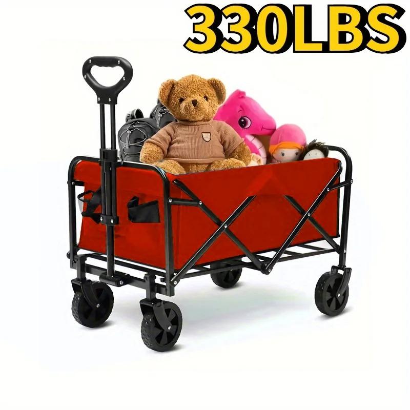 Wagon Cart Foldable Heavy Duty Utility Cart for Groceries, Sports, Gardening, Shopping Portable Folding Cart Foldable Cat