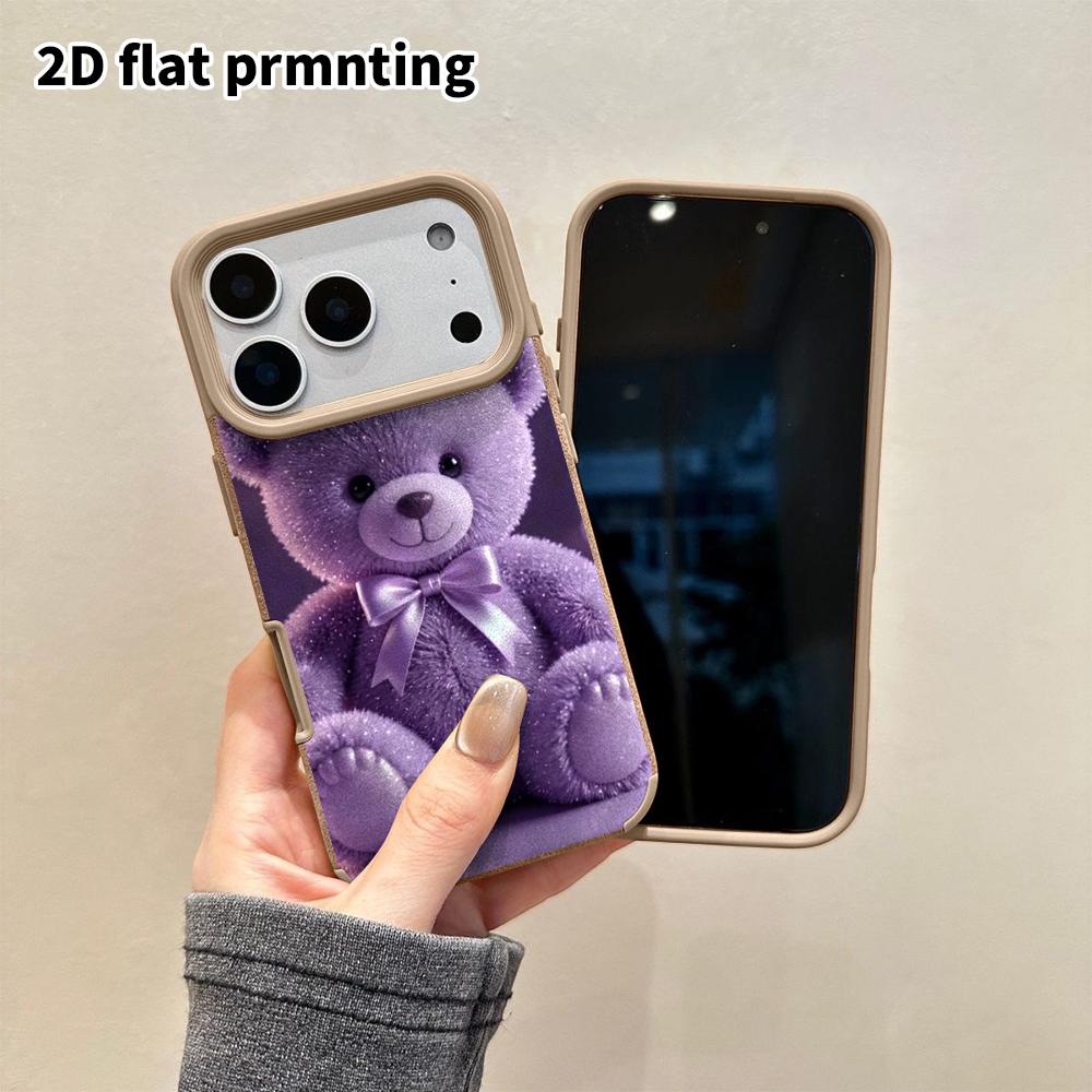 Phone Case: 2D flat lambskin suitable for iPhone 18, 17, 16, 15, 14, 13 Pro protective cases, plush little bear, Christmas and Halloween gifts