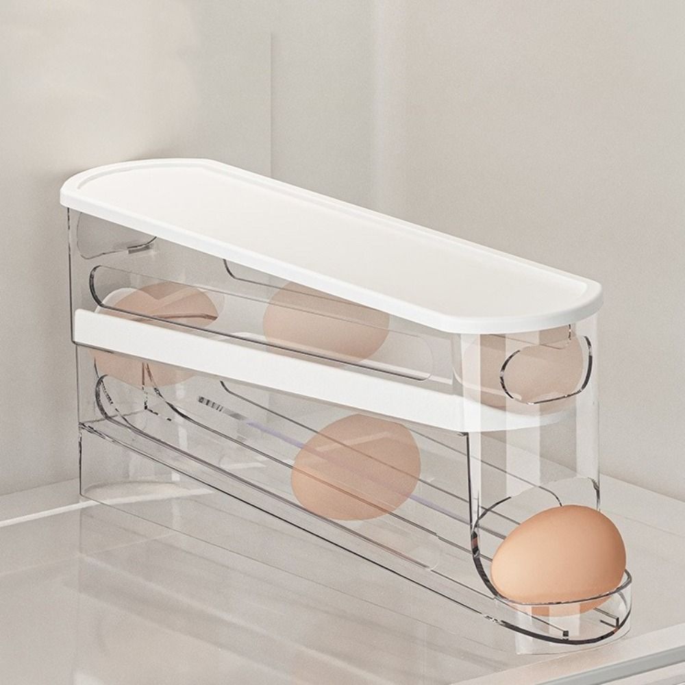 2Pcs Anti-fall Double-layer Egg Storage Racks Plastic Rolling Egg Dispenser Egg Holder  for Home