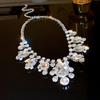 Luxury Water Drop Crystal Choker Necklaces for Women Geometric Silver Color Clavicle Chain Necklaces Party Wedding Jewelry