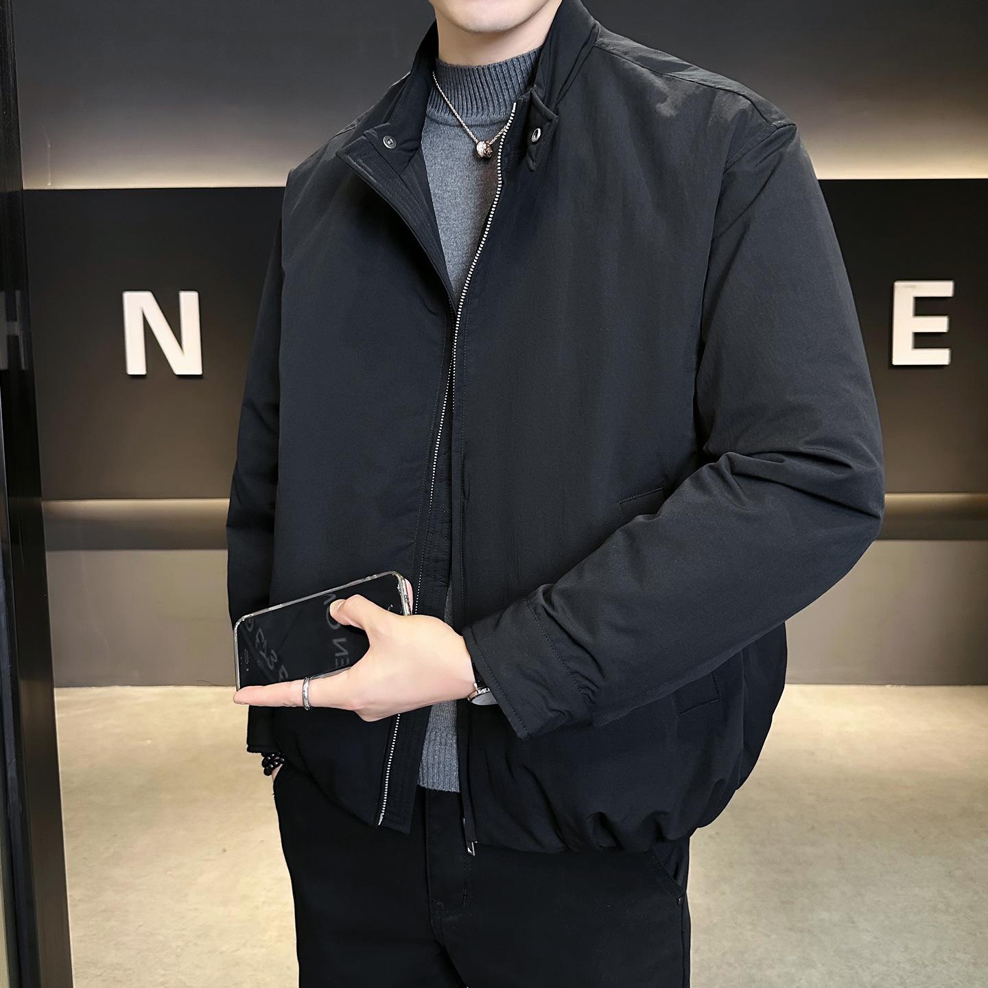 

Trendy Brand 2025 Men s Luxury Loose Fit Stand Collar Down Jacket XXL чорний