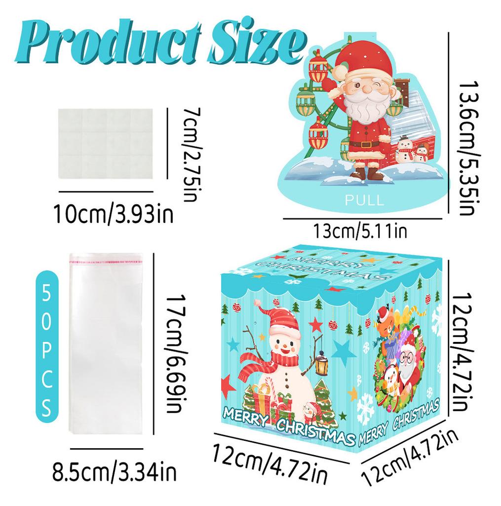 Snowman Santa Blue Claus Pattern Gift Box Christmas Decoration Prop Atmosphere