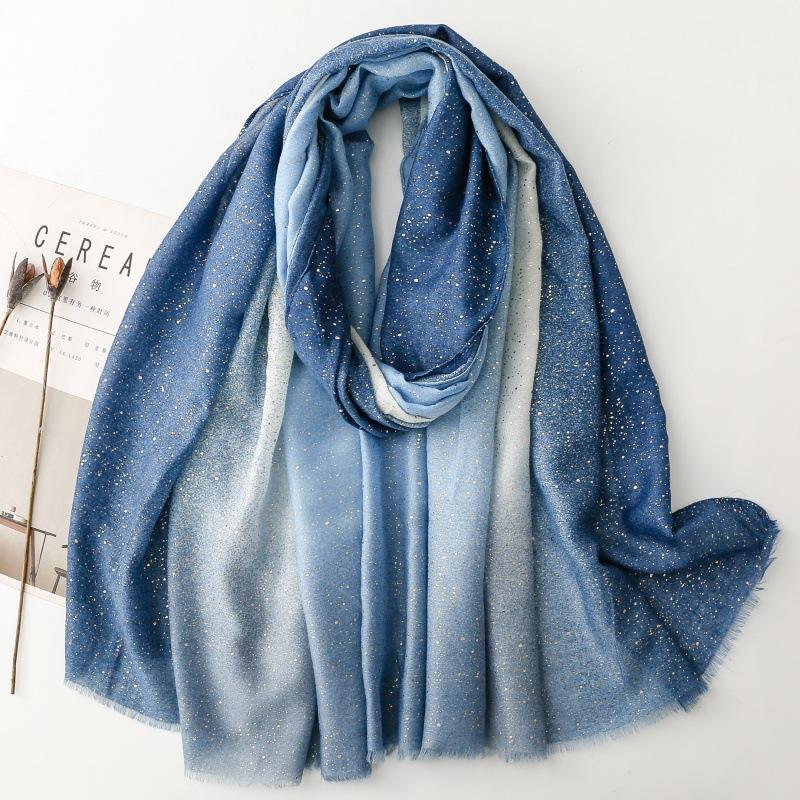 Elegant Luxury Women Silk Scarf Color Spliced Bright Silk Wrap Shawl Sunscreen Bandana Hijab Scarve Pareo Headscarf Sparkly Gold