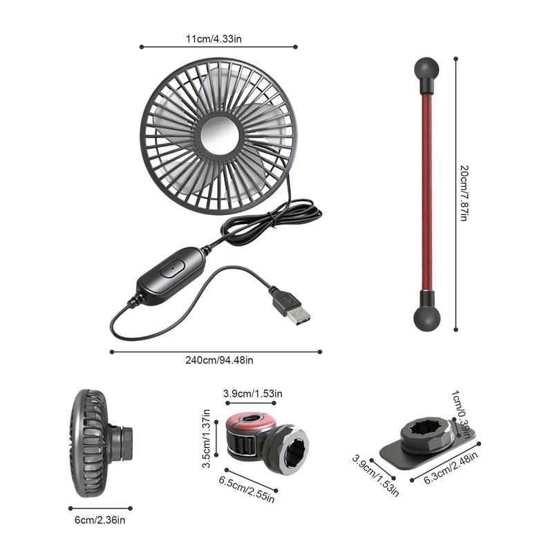 Car Seat Cooling Fan 360 Degree Adjustable Double Head Fan Car Low Noise Fan Car Seat Car Universal Fan for RV Truck