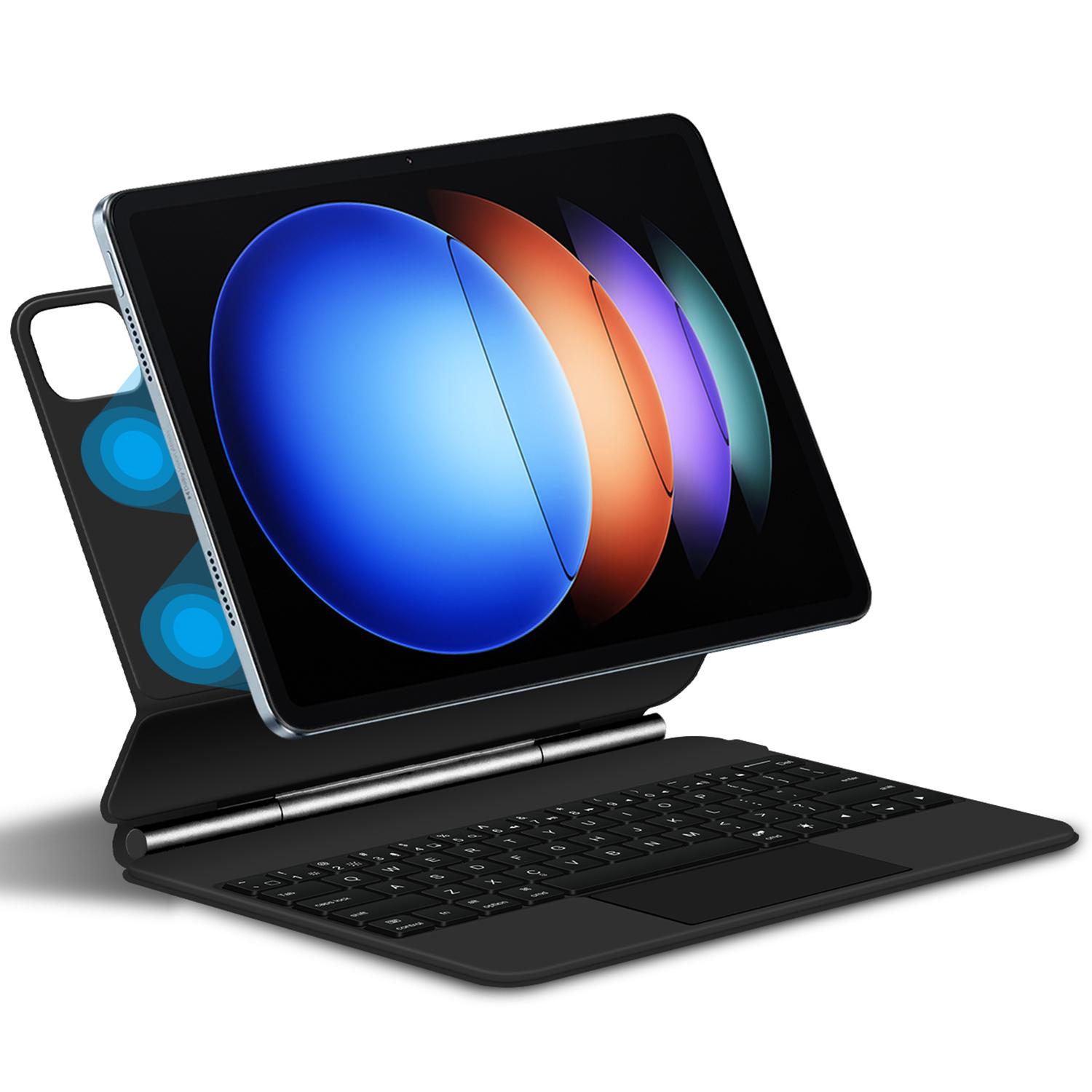 

For Xiaomi Pad 6S Pro 12.4 Magnetic Floating Bluetooth-compatible Keyboard+Leather Tablet Case A