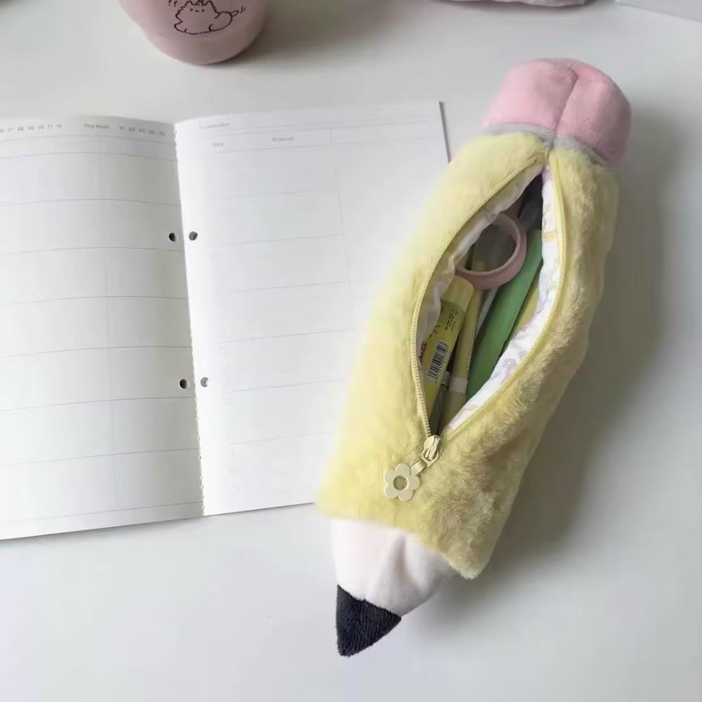 

Multi-functional Fluffy Pencil Case Pencil Shape Large capacity Stationery Bag Stationery Organizer School Supplies