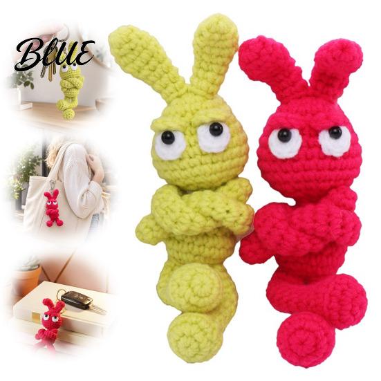 Anniversary Gift for Her Hand-Crocheted Proud Bunny Keychain Cute Handmade Crochet Rabbit Charm Pendant Soft Wool Plush Pendant Multi‑use