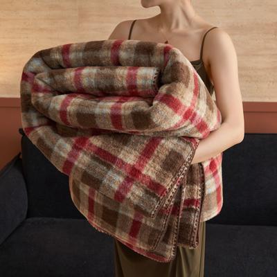 WOSTAR Extra Large Soft Warm Cashmere Blanket Plaid Printed Fluffy Plush Sofa Throw Coral Fleece Autumn Winter Thick Bed Sheets