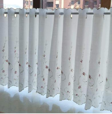 Cortinas de Café Brancas Pastorais com Estampas Florais e Folhas Verdes, Cortinas Curtas de Privacidade para Janelas Pequenas, Perfeitas para Cafés e Janelas de Cafeterias, 9 Tamanhos