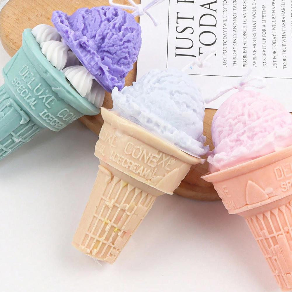 Ice Cream Silicone Candle Mold DIY Aromatherapy Soap Plaster Wax Making Ice Cream Cone Fondant Dessert Cake Baking Mold