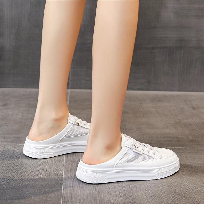 Half-towed little white shoes for women to wear outside the summer new thick-soled heightening lazy without heel bag head cool support casual shoes