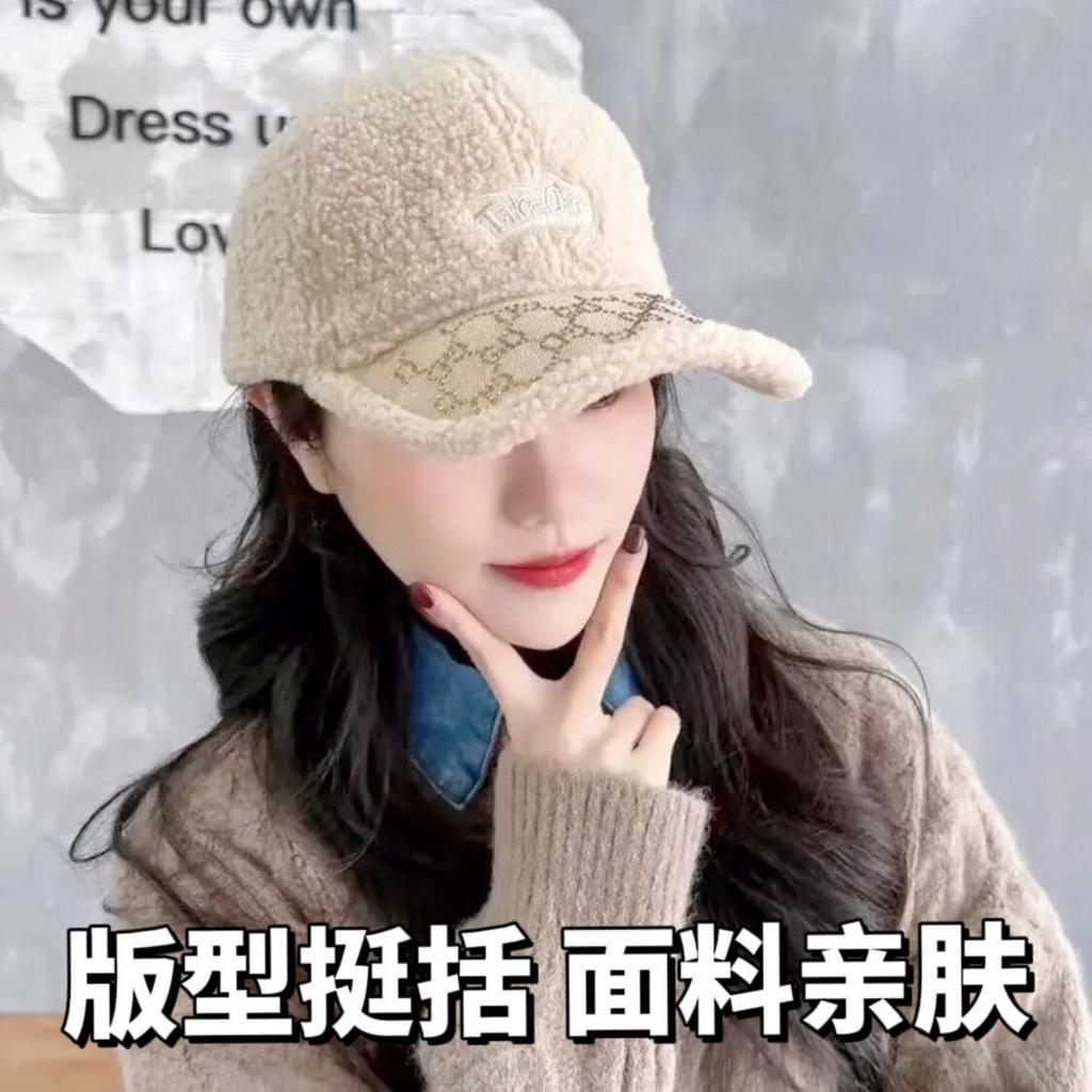 Winter Baseball Hat Winter Ladies Lamb Feather Thickened Warm Cap Women's Foreign Style Fashion Women's Black Versatile