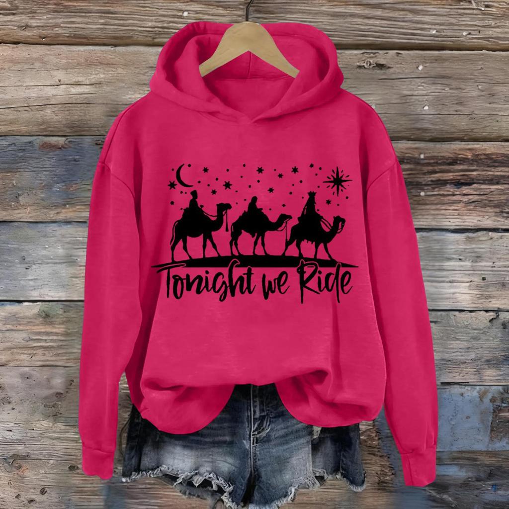 Damen Kapuzenpullover mit Aufdruck, lässig, langärmelig