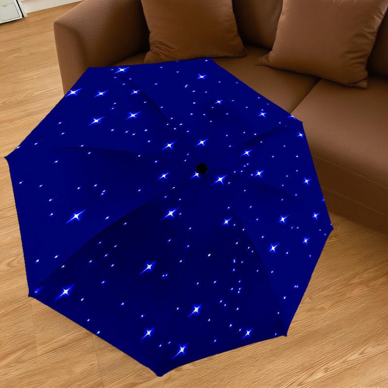 1 Stück blaue Sterne Regenschirm - 8 Speichen verstärkt, Automatisches Öffnen, Leicht & Langlebig, Niedliches Modeaccessoire für den Außenbereich, Strand oder Freizeit, Strandschirm