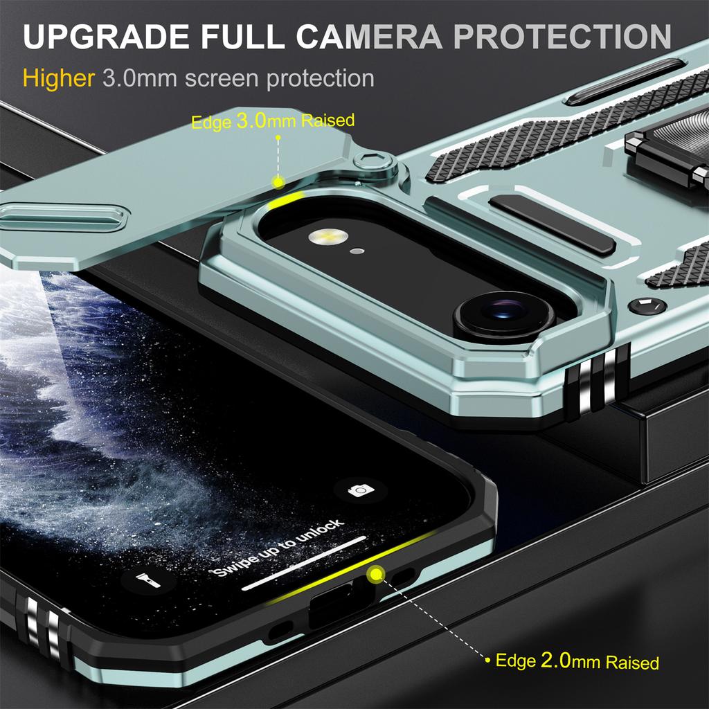 For iPhone 17 Air Case Kickstand Slide Lens Lid PC+TPU Drop