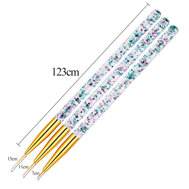 3 buc./set Nail Art Line Painting Pen Slim 3D Tips Set de perii cu gel UV acrilic pentru manichiura