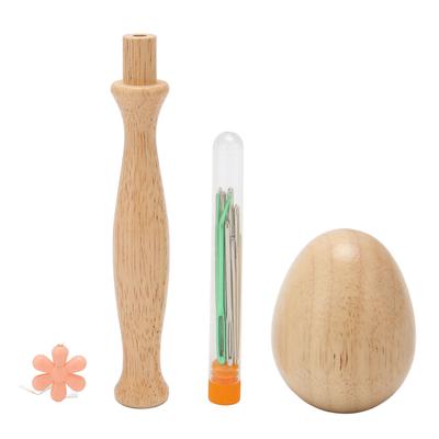 Set Ciupitoare pentru Ciorapi Lemn Neted Mâner Curbat Kit Detasabil pentru Ciorapi pentru Reparații de Cusut