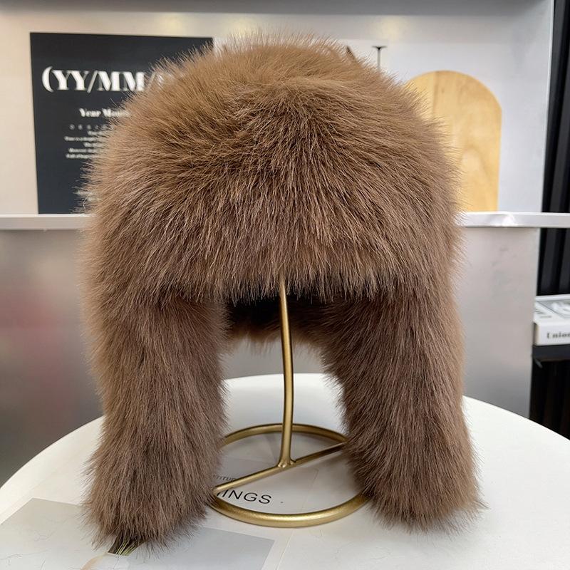 New Thicken Faux Fur Winter Warm Ear Protection Bomber Hat Outdoor Russian Windproof Anti-cold Furry Earflap Hat For Skiing