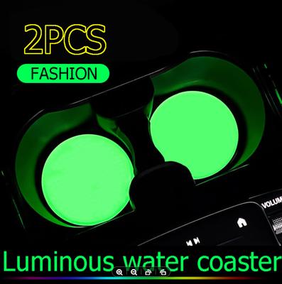 2Pcs Luminous Car Cup Holder Coaster Anti-slip Cup Mat Pad Glow At Night