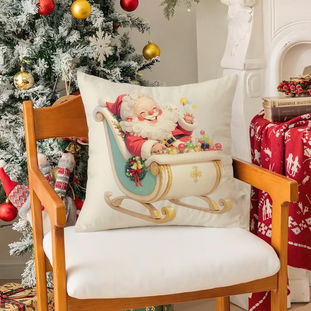 

Christmas Decor Illustrations For Couples Two Pillow Case Silky Short Plush With Invisible Zipper Dustproof Sofa Cushion Cover 12x12Inch