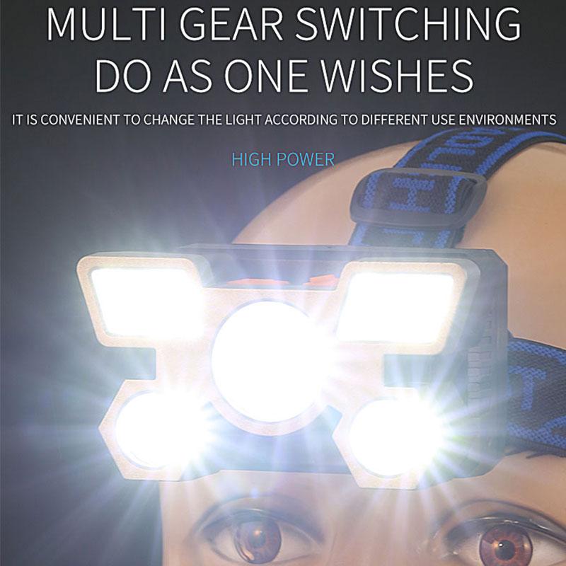 USB Rechargeable Headlamp Portable 5LED Headlight Built-in Battery Torch Portable Working Light Fishing Camping Head Light KTY