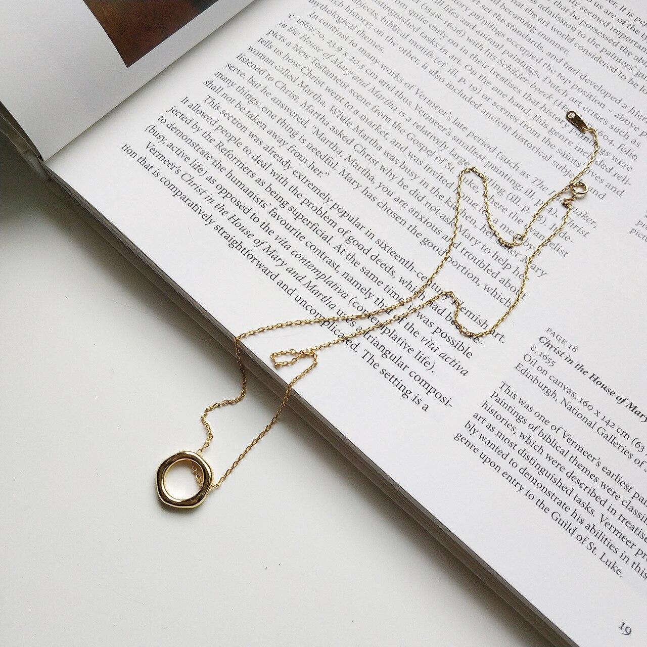 

Ожерелье из стерлингового серебра 925 пробы с геометрическим узором на ключице, модное нерегулярное круглое золотое ожерелье для женщин, подарок на вечеринку S-N533