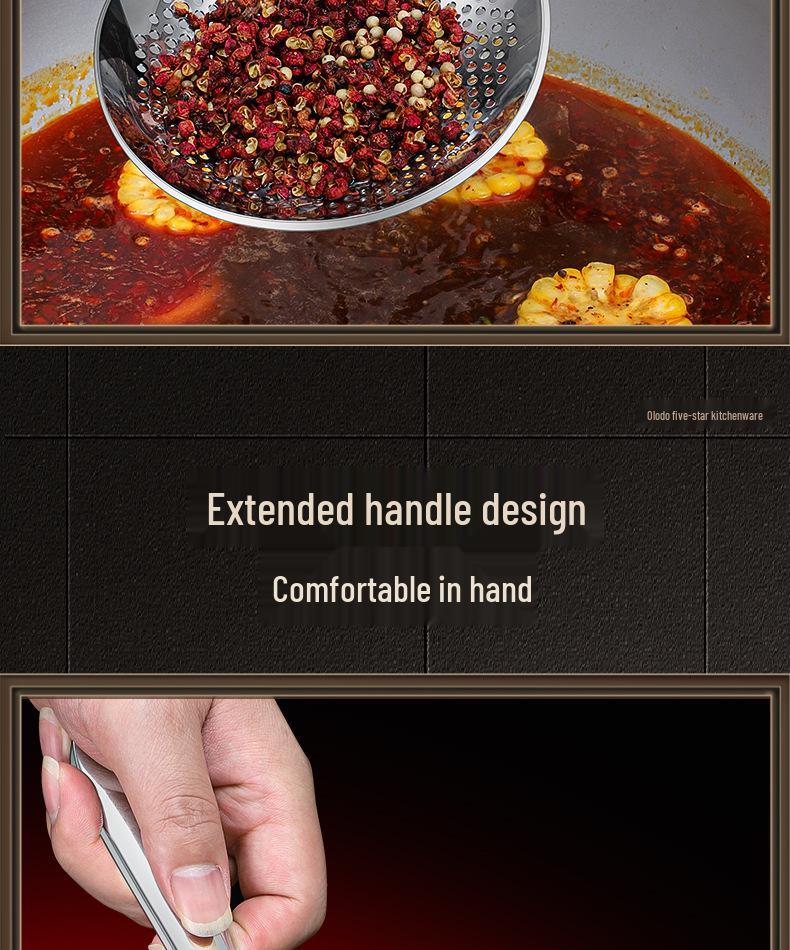 Heavy-Duty 316L Stainless Steel Skimmer Ladle - Large One-Piece Kitchen Strainer Spoon