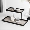 Large Capacity Double Layer Vanity Tray Rectangular Cosmetics Storage Rack Dresser Tray  Entryway