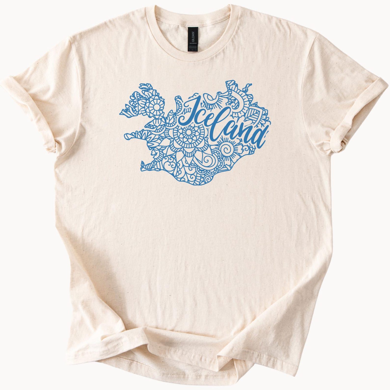 Iceland Map Graphic T Shirt Mandala Floral Design Icelandic Travel Souvenir Nature Inspired Shirt Iceland Gift Shirt Iceland Lover Tee 130