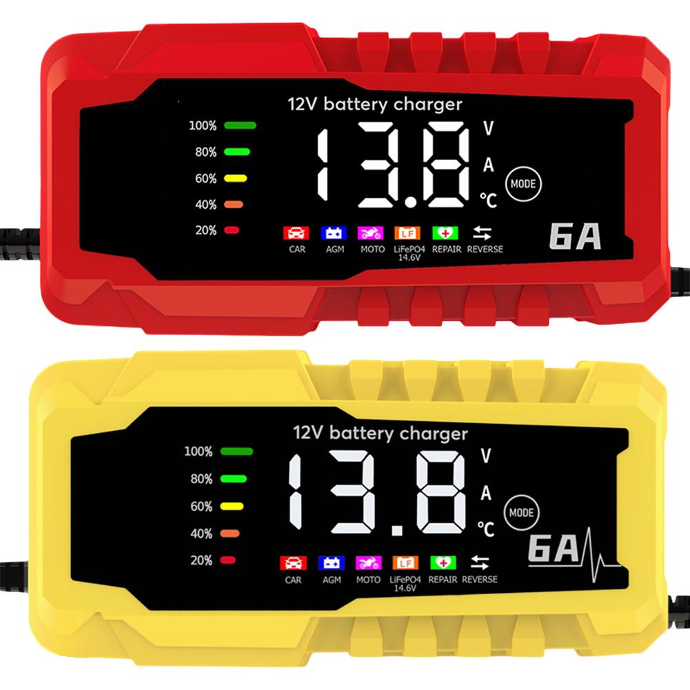 12V 6A Smart Repair Battery Charger LCD Display Smart Fast Charger Car Battery Maintainer Automotive Tools