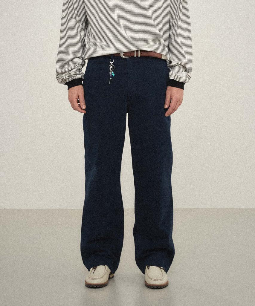 WMC Washed Heavy Cotton Officer Straight Pants_Navy