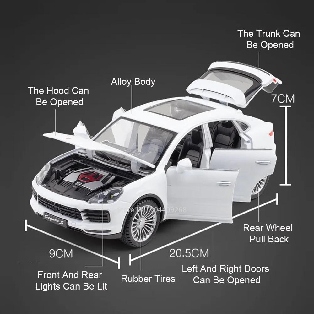 1:24 Scale Cayenne S 911 Carrera RS Sports Car Model Toy Sound Light Metal Diecast Supercar Models Boy Decoration Cars Toys