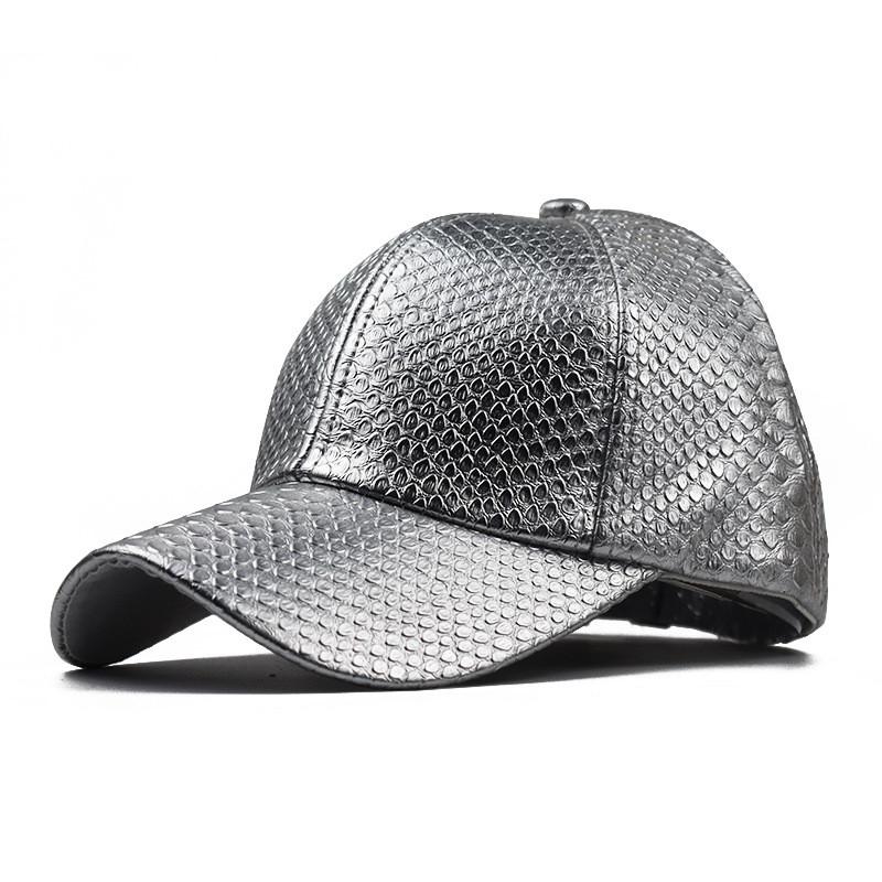 Fashionable Unisex Baseball Cap With Crocodile Pattern Pu Leather Adjustable Hat For Autumn And Winter Sun Protection