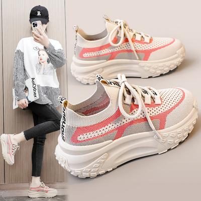 K6712 New Mesh Shoes Women's Mesh Board Shoes Cloth Shoes Summer Trendy Platform Height Increasing Shoes Students Hollow Breathable