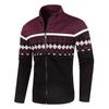 Men's Korean Style Slim-Fit Jacquard Stand Collar Knit Cardigan Sweater