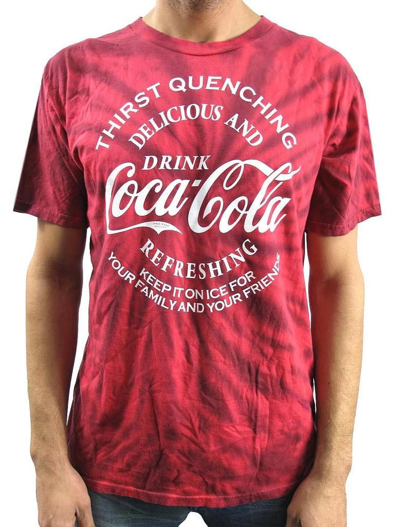 Coca Cola Refreshing Men's Red Tie Dye T-Shirt New