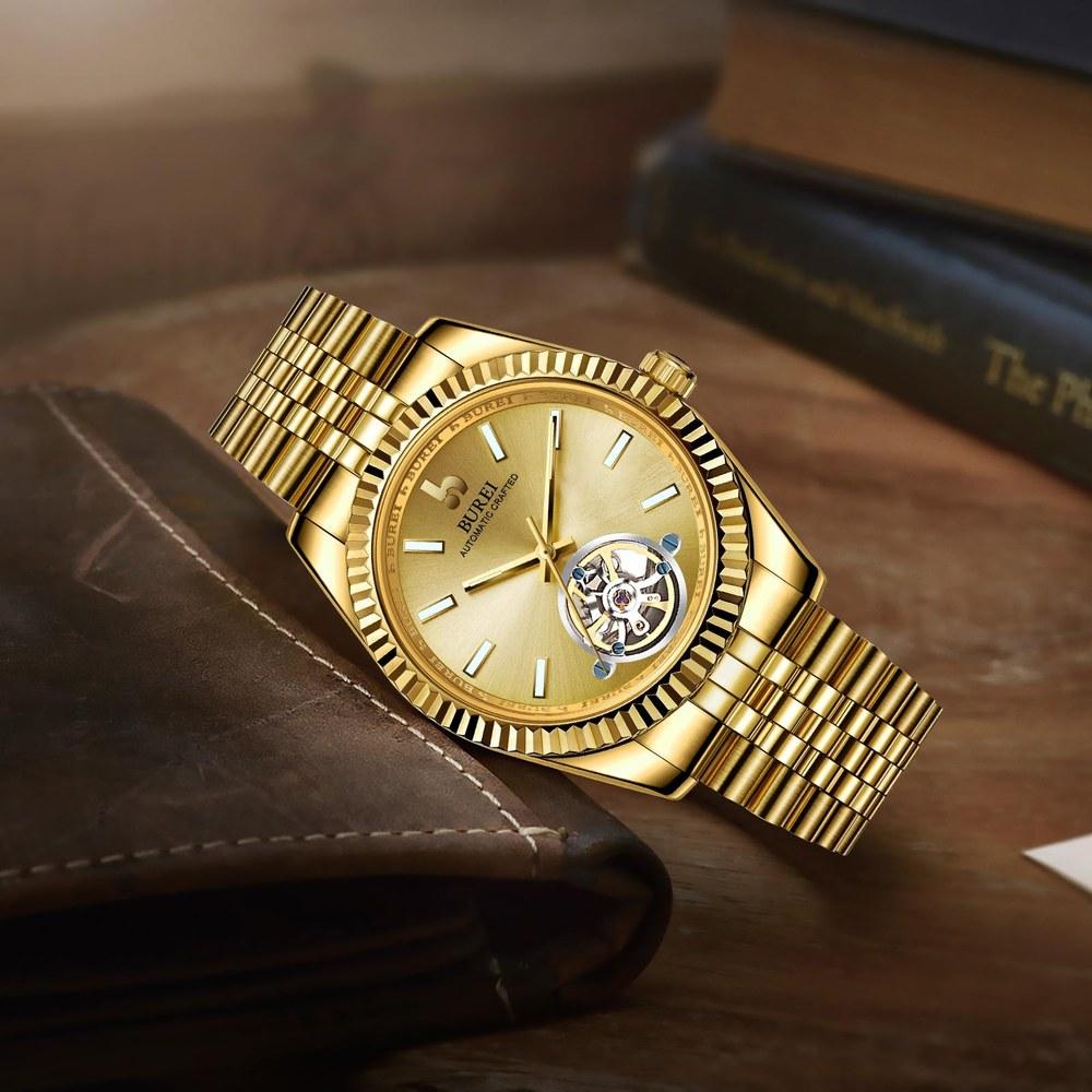 BUREI Men's Automatic Mechanical Watch Waterproof Stylish Analog Business Casual Night Light