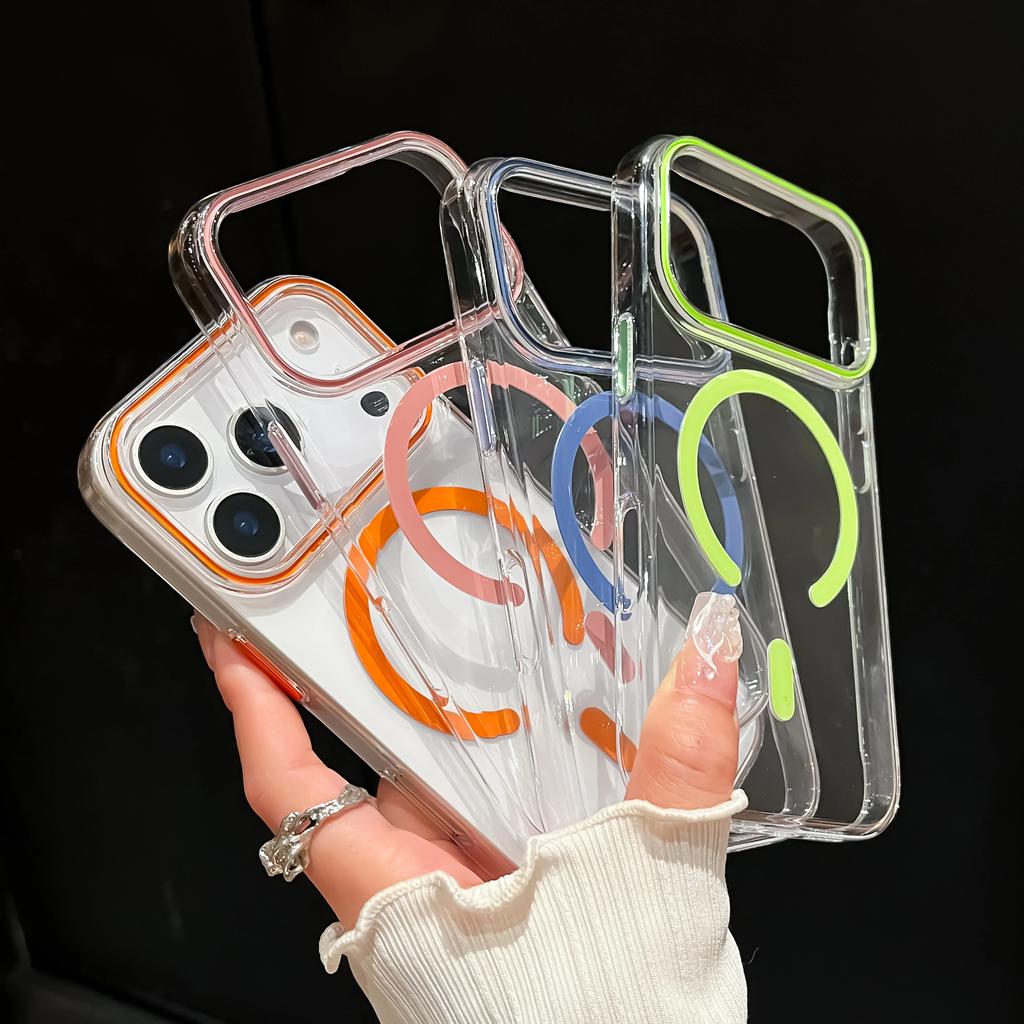 Color Bumper Hard For  Case For For Iphone 17 Pro Max Air 11 12 13 14 15 16 Plus Magnetic Wireless Charge Clear Cover