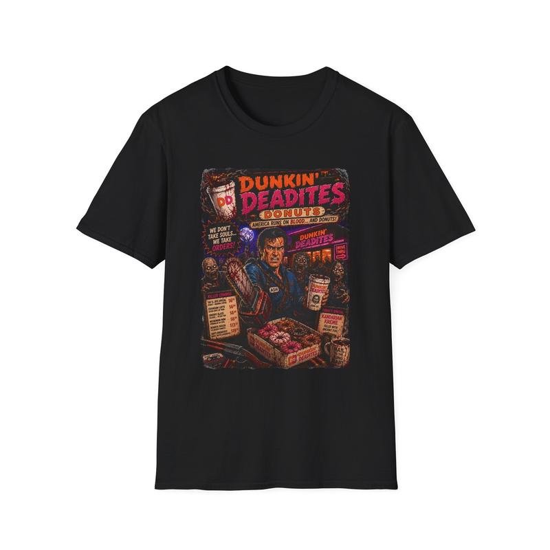 Dunkin Deadites Donuts Unisex T-Shirt| Horror Coffee Evil dead XXL