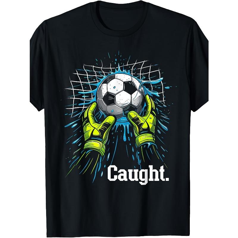 Children Crew Neck Short Sleeve T-Shirt with Soccer Goalie Print 110