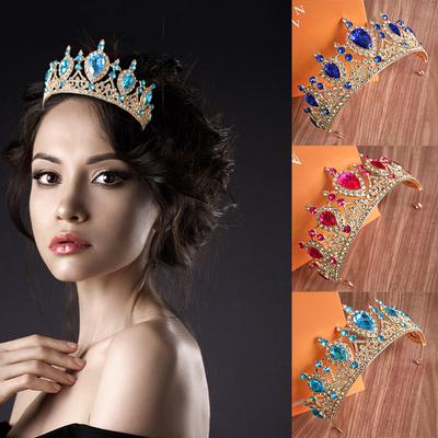 European Baroque Princess  Bride's Crown Crystal Glass Diamond Encrusted Crown Wedding Accessories  Bride's Ornaments  Headwear