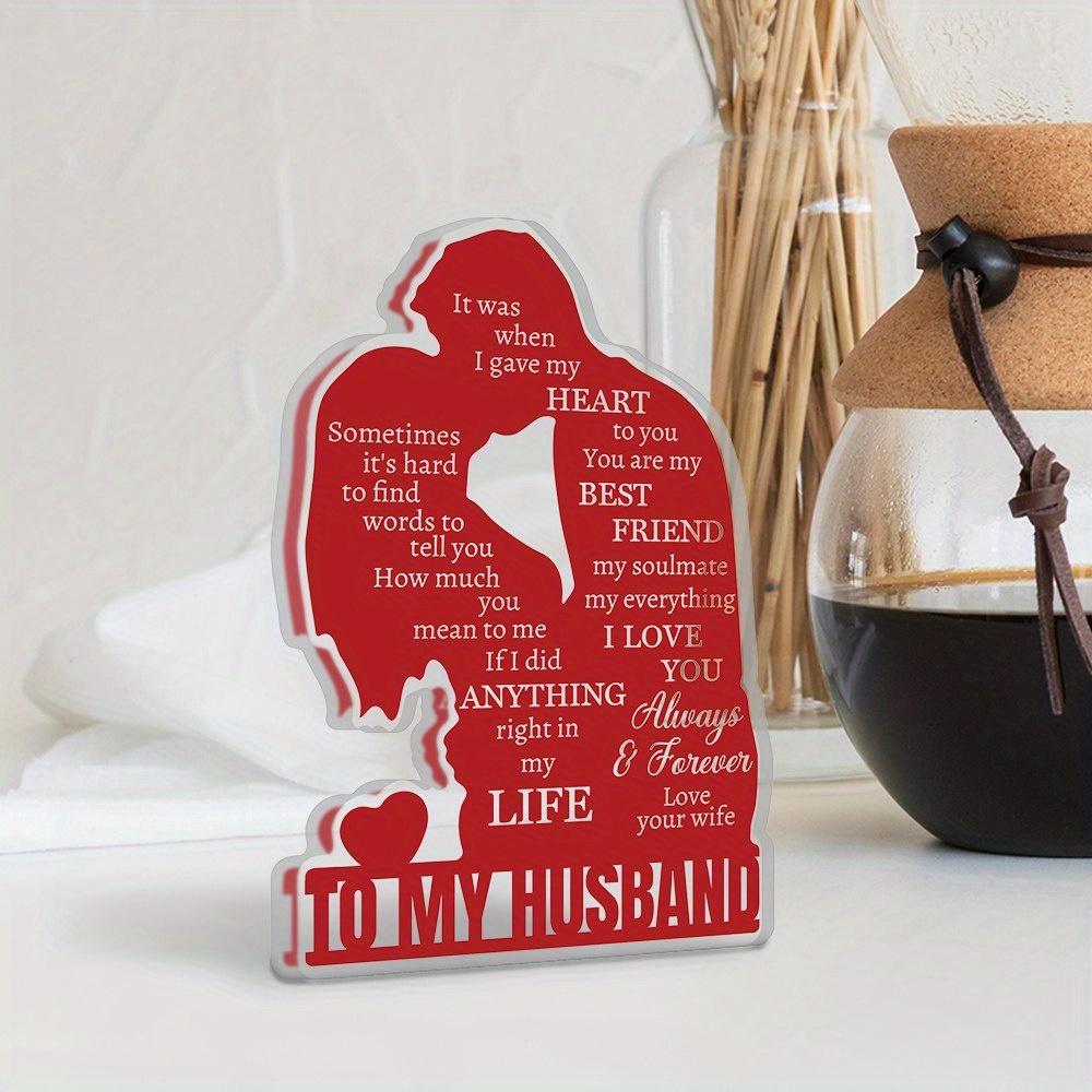  1pc Acrylic Love Note for Husband - 'to My Husband' Desktop Decoration with Romantic Messages, Red Heart & Tree Design, Perfect Gift From Wife 