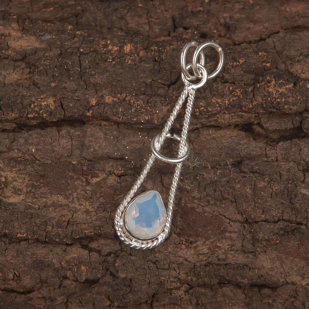 Milky Opal 925 Solid Sterling Silver Pendant, Handmade Gemstone Pendant Jewelry, Attractive Silver Pendant For Wedding Gift
