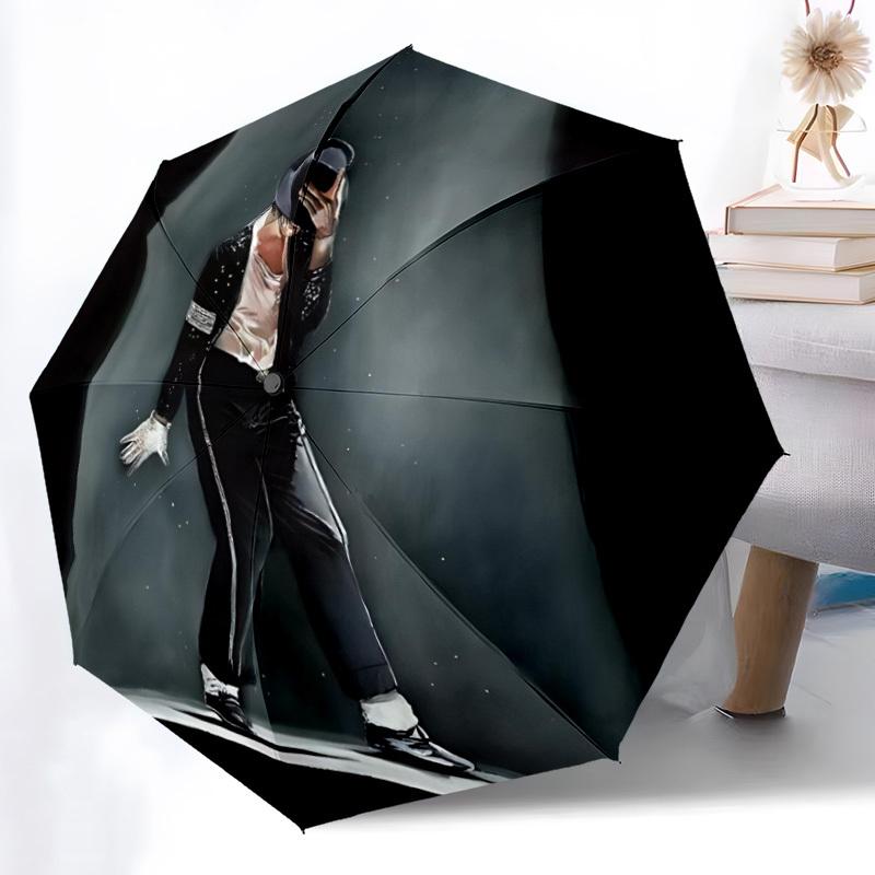 1pc Michael Jackson Dancing Icon Automatic Folding Umbrella - Compact 8-Rib Design, Durable Plastic & Iron, Daily Use F104005