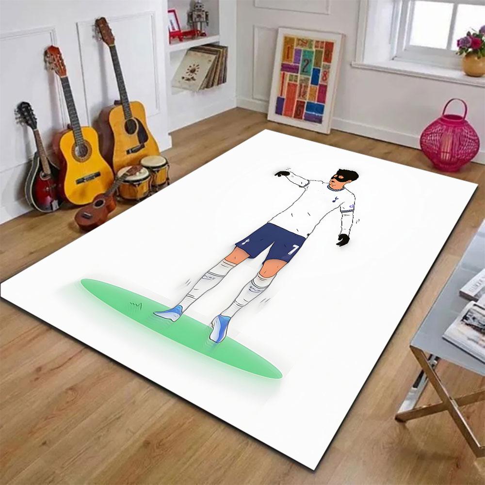 Footballer Illustration In Mask Outfit Patterned Carpet, Suitable As a Non Slip Play Mat for the Living Room and Bedroom Sofa