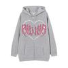 Cross-border new product spot skull wings hooded zipper sweater women's fleece thickened loose sports cardigan sweater women's