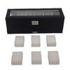 Watch Box 6 Slot Watches Display Case 2 Layer Jewelry Organizer Storage Holder Organizer Black
