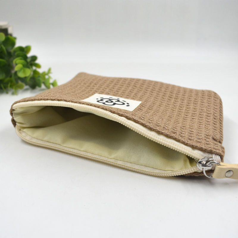 Fabric Handbag, Cute Zipper Small Bag for Girls, Waffle Style Handbag, Makeup Bag, Clutch Bag, Coin Purse