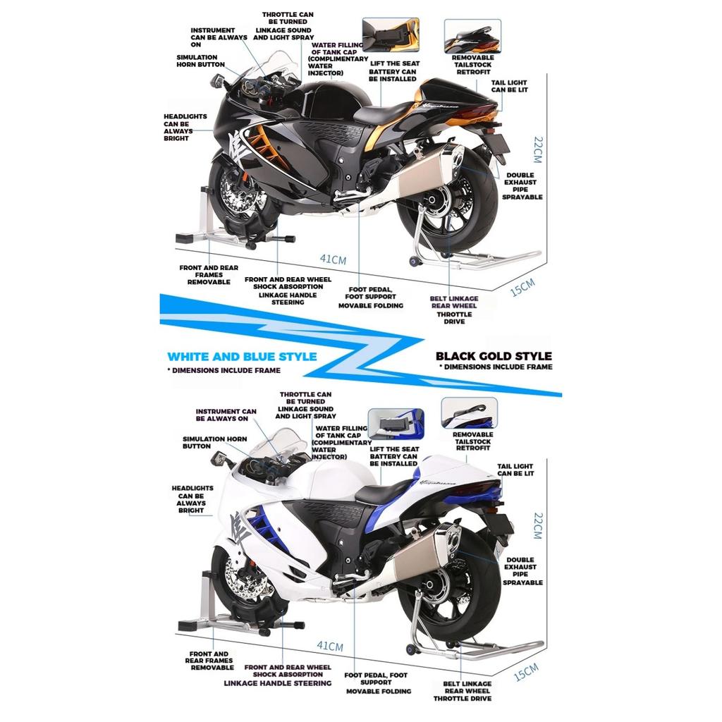 Spray 1/6 SUZUKI HAYABUSA GSX-1300R Alloy Diecast Motorcycle Model Collection Hobby High Simulation Home Decoration Ornament Boy
